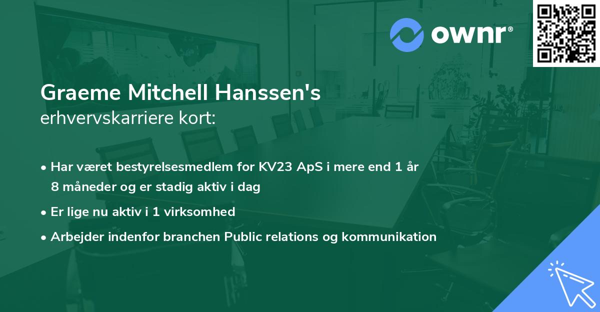 Graeme Mitchell Hanssen's erhvervskarriere kort