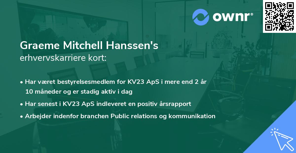 Graeme Mitchell Hanssen's erhvervskarriere kort