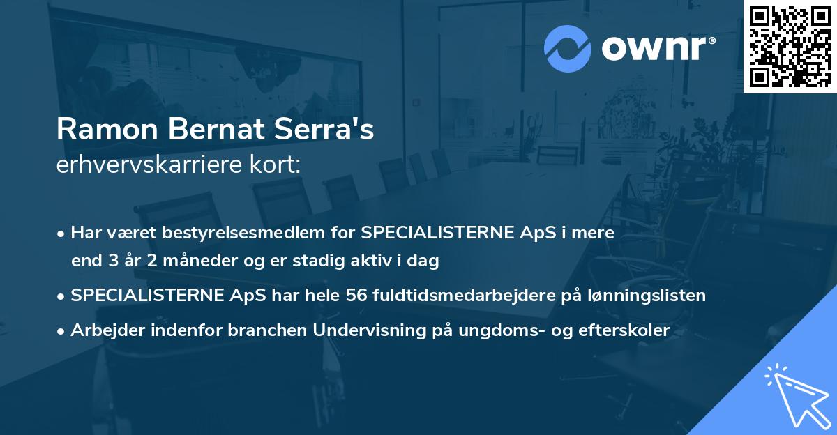 Ramon Bernat Serra's erhvervskarriere kort