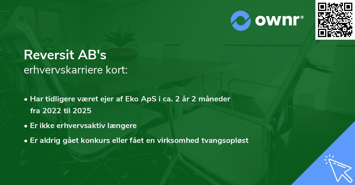 Reversit AB's erhvervskarriere kort