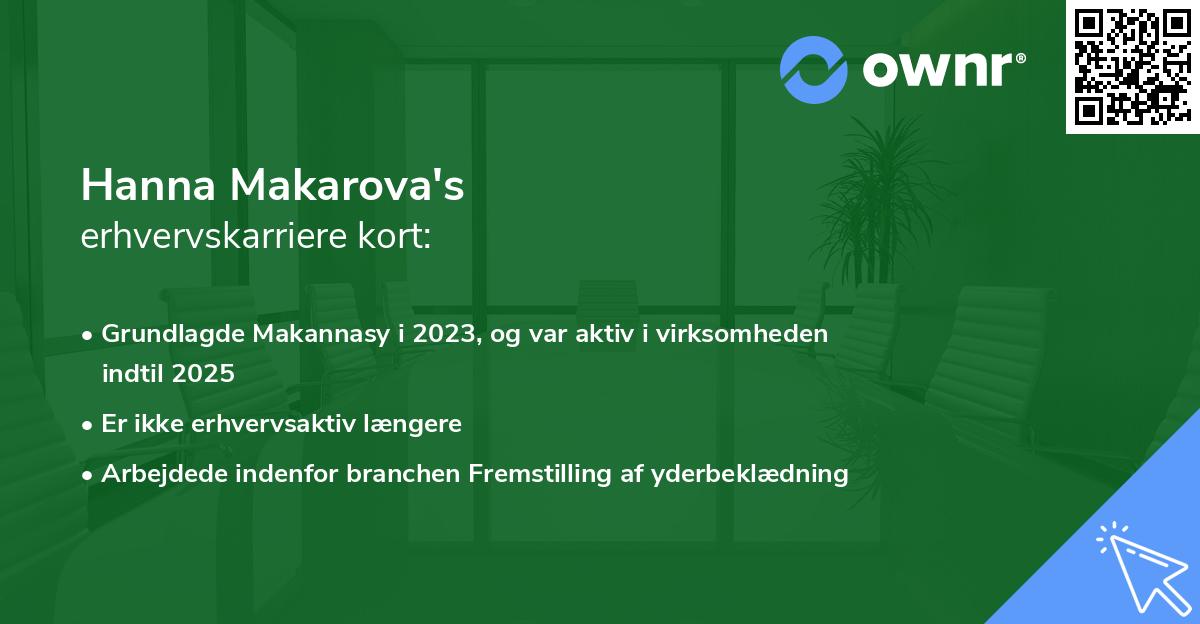 Hanna Makarova's erhvervskarriere kort