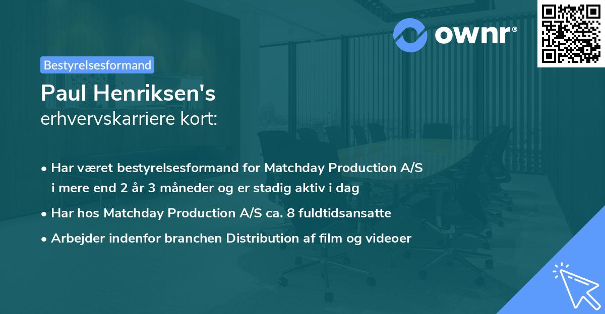 Paul Henriksen's erhvervskarriere kort