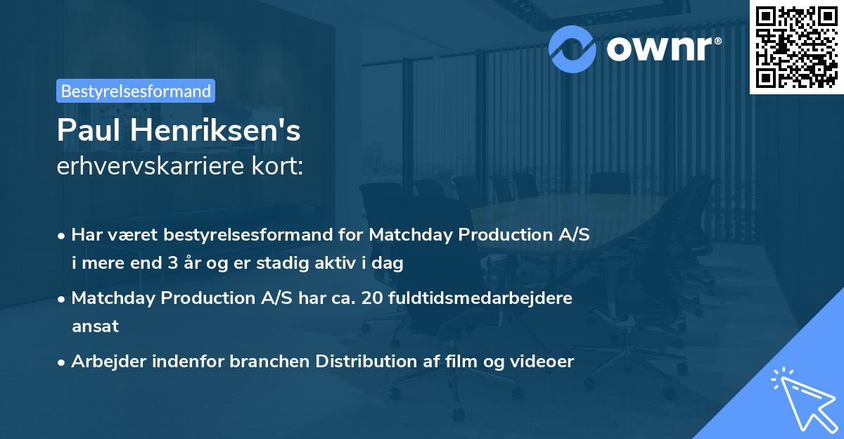 Paul Henriksen's erhvervskarriere kort