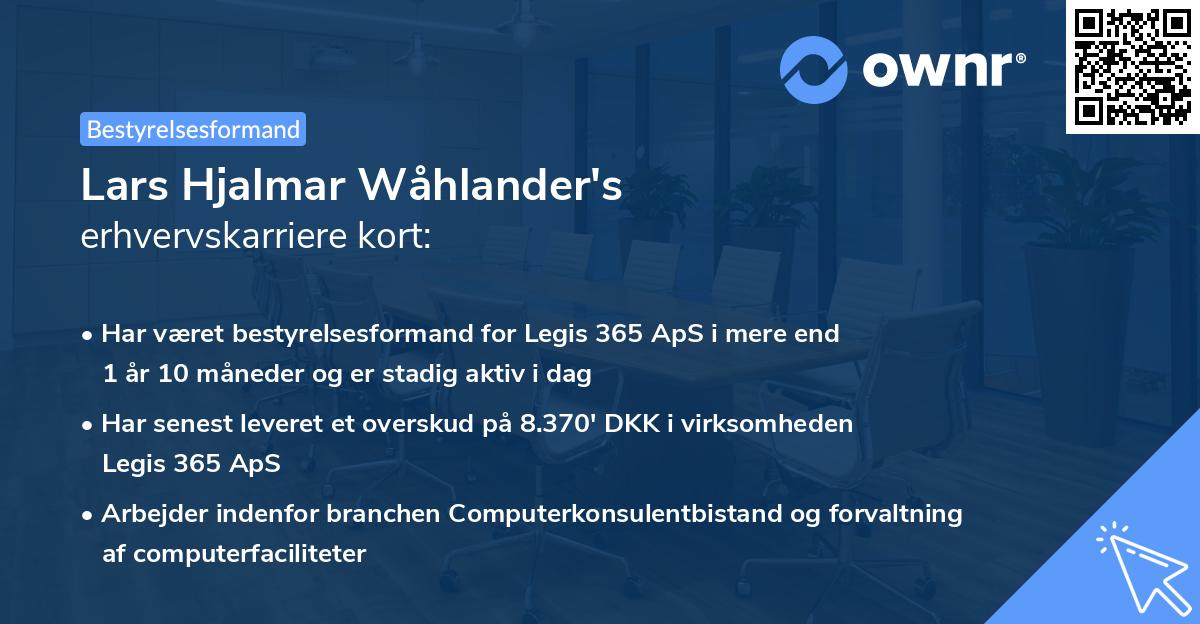 Lars Hjalmar Wåhlander's erhvervskarriere kort