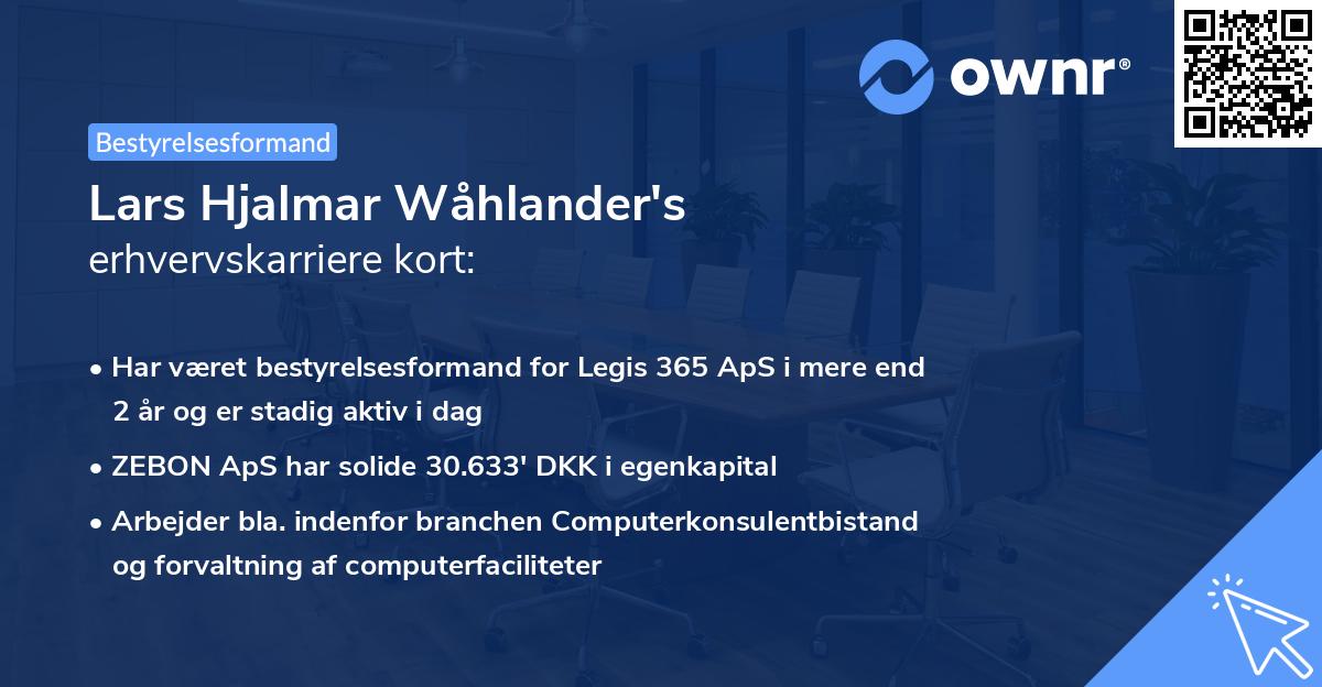 Lars Hjalmar Wåhlander's erhvervskarriere kort