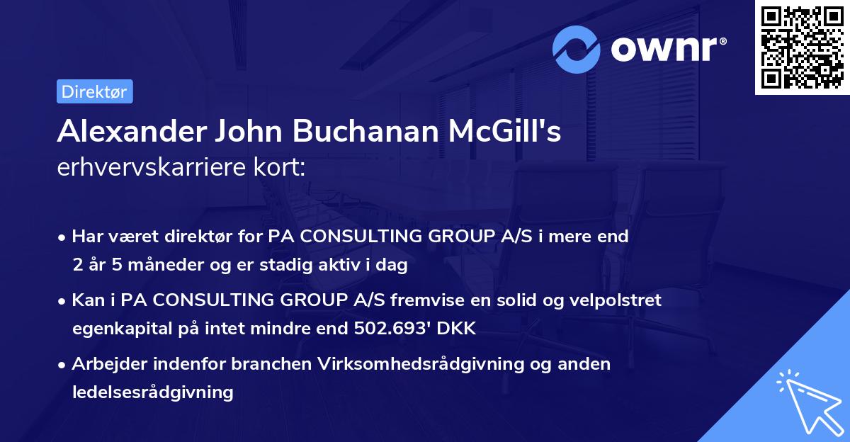 Alexander John Buchanan McGill's erhvervskarriere kort