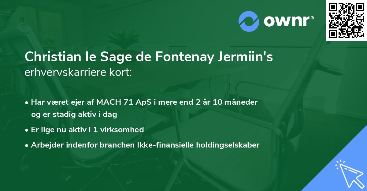 Christian le Sage de Fontenay Jermiin's erhvervskarriere kort