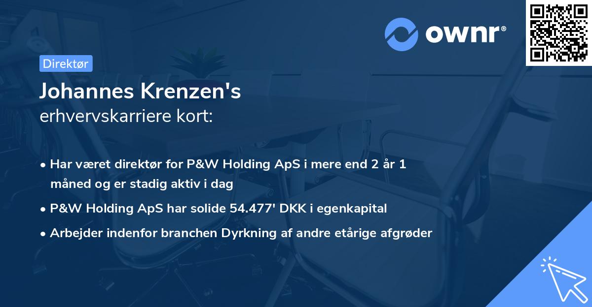 Johannes Krenzen's erhvervskarriere kort