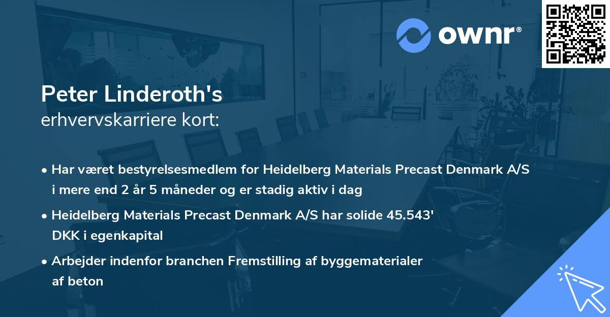 Peter Linderoth's erhvervskarriere kort