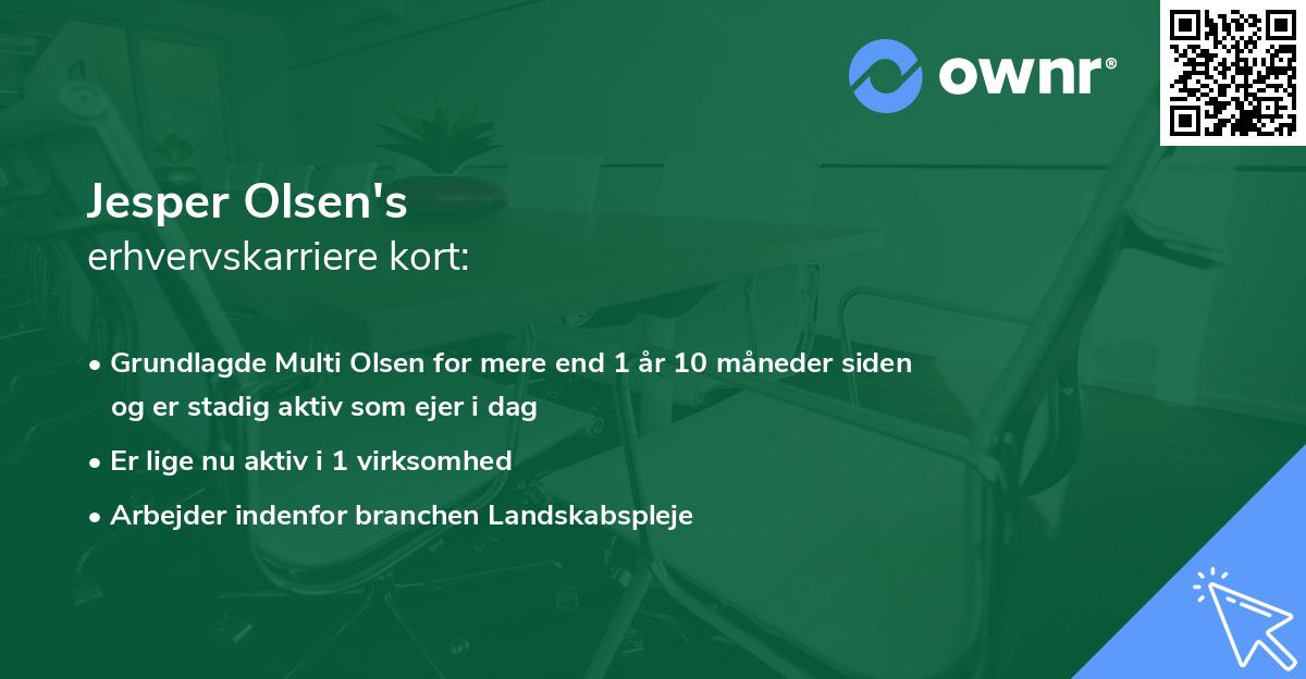 Jesper Olsen's erhvervskarriere kort