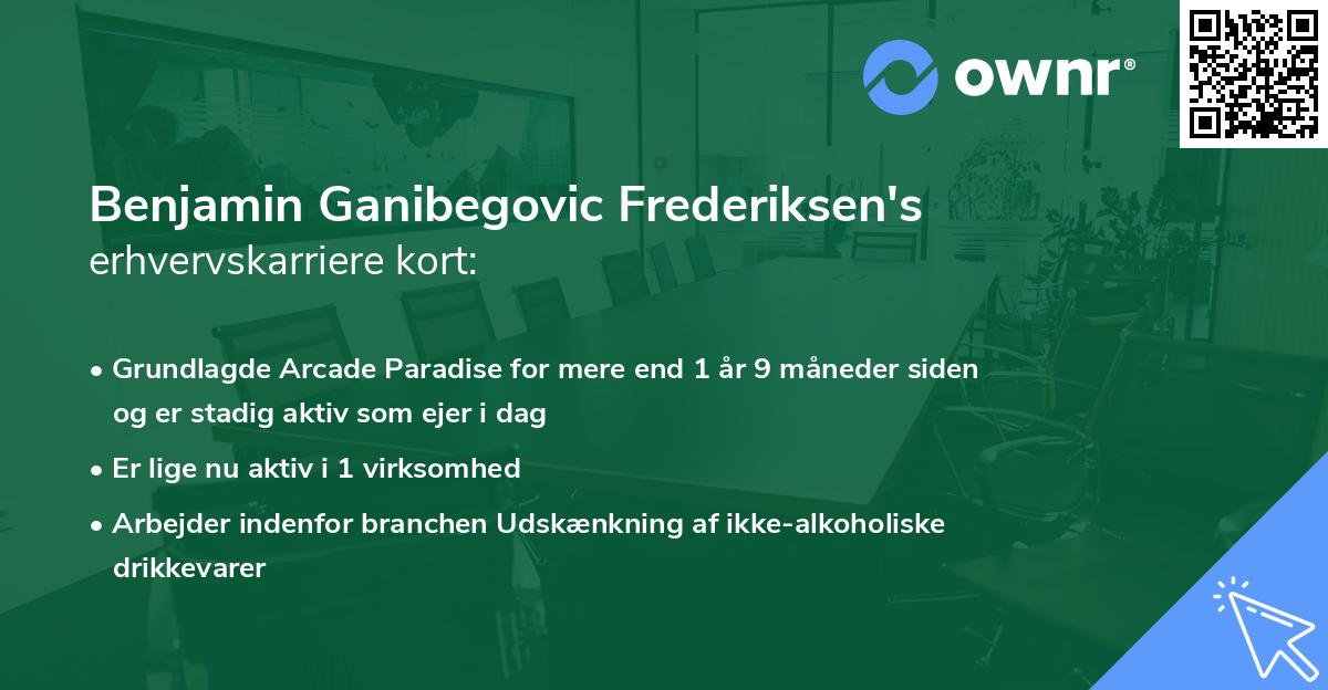 Benjamin Ganibegovic Frederiksen's erhvervskarriere kort