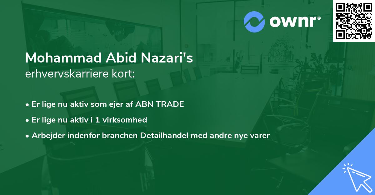 Mohammad Abid Nazari's erhvervskarriere kort