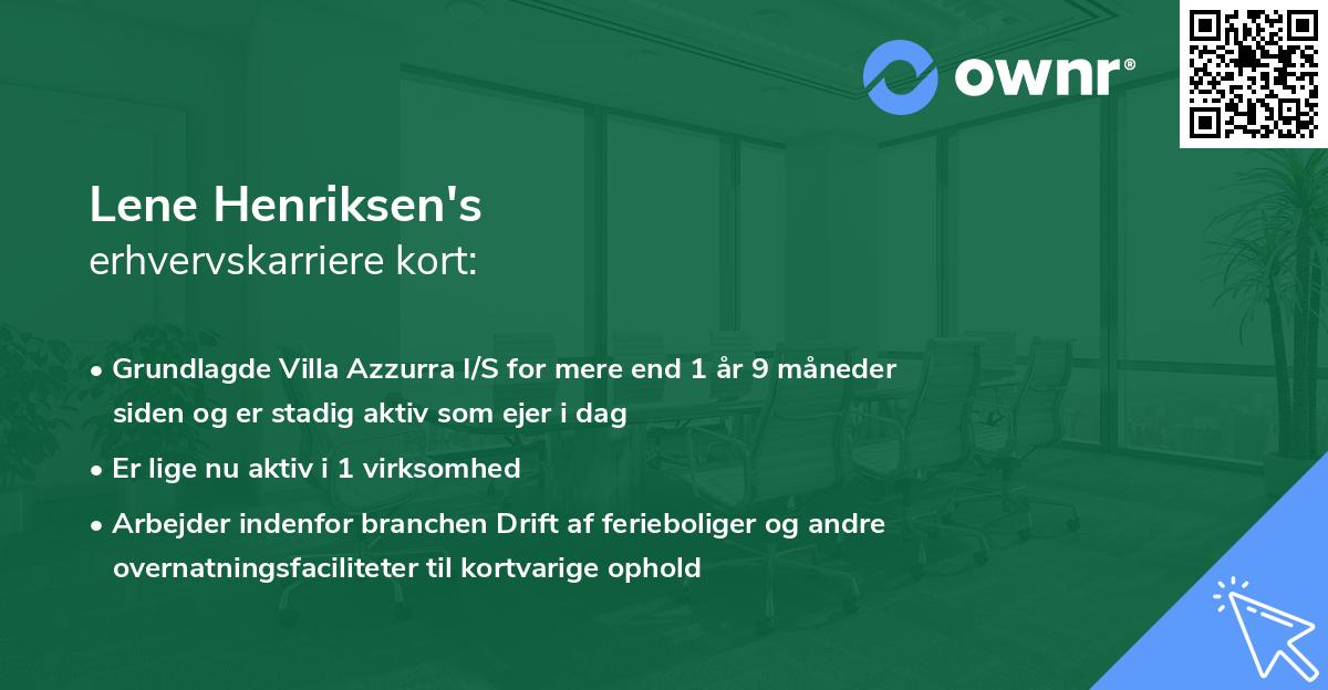 Lene Henriksen's erhvervskarriere kort