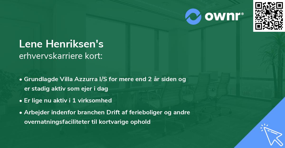 Lene Henriksen's erhvervskarriere kort