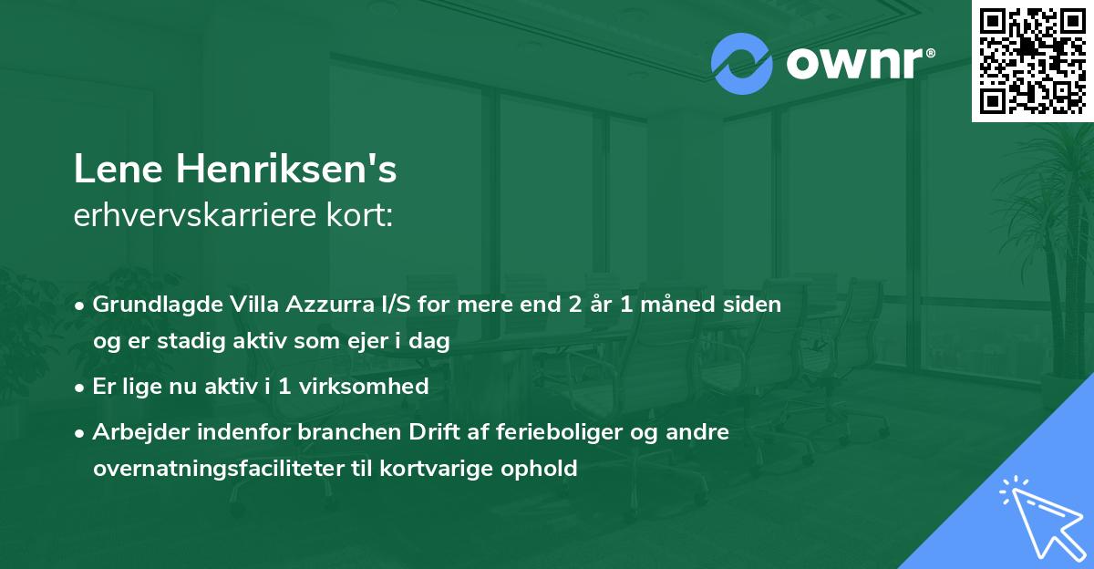 Lene Henriksen's erhvervskarriere kort