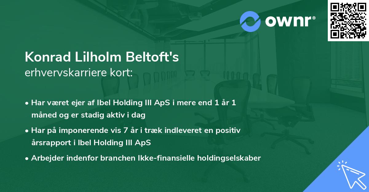 Konrad Lilholm Beltoft's erhvervskarriere kort