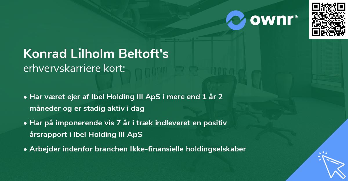 Konrad Lilholm Beltoft's erhvervskarriere kort