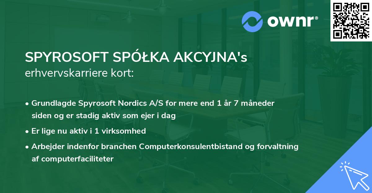 SPYROSOFT SPÓŁKA AKCYJNA's erhvervskarriere kort