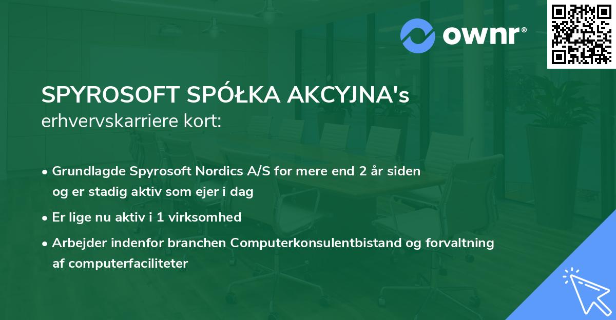 SPYROSOFT SPÓŁKA AKCYJNA's erhvervskarriere kort