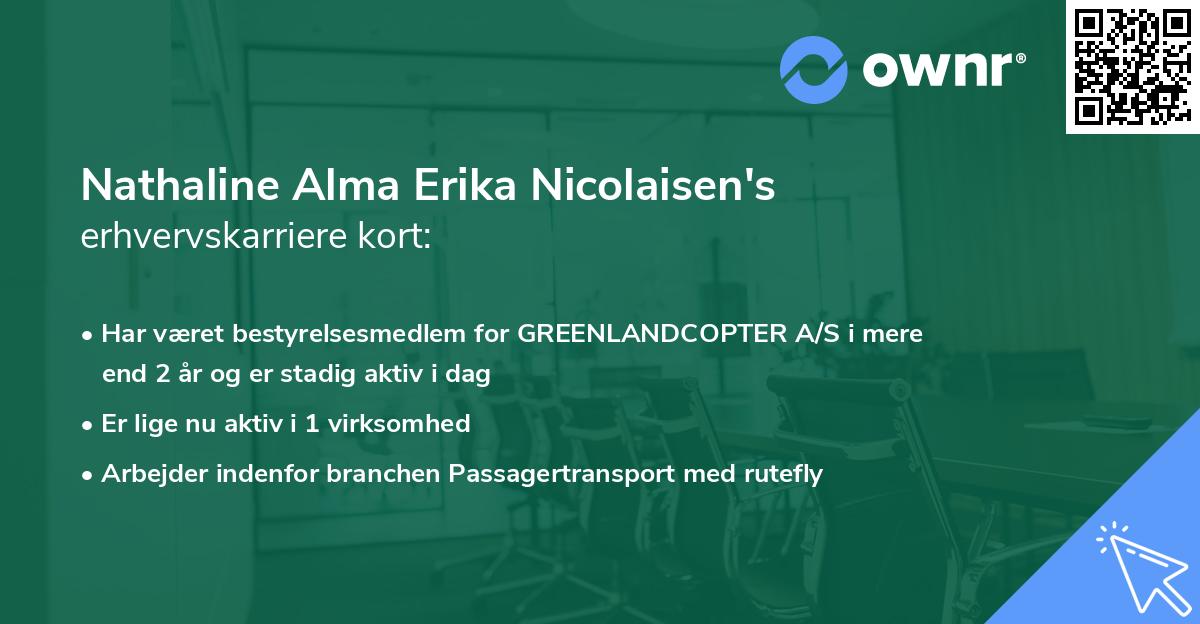 Nathaline Alma Erika Nicolaisen's erhvervskarriere kort