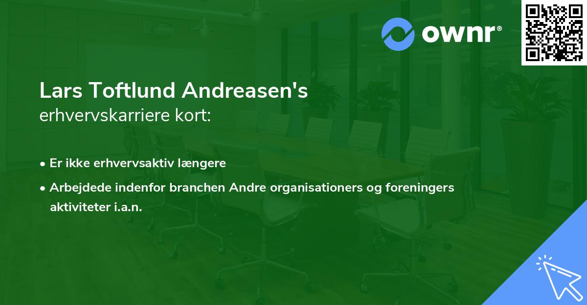 Lars Toftlund Andreasen's erhvervskarriere kort