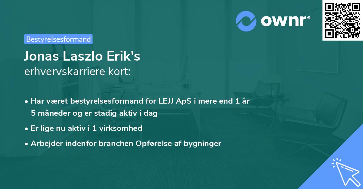 Jonas Laszlo Erik's erhvervskarriere kort