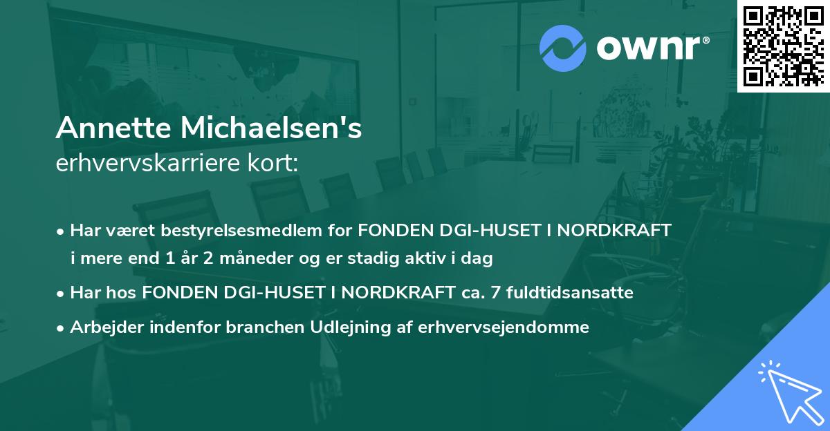 Annette Michaelsen's erhvervskarriere kort