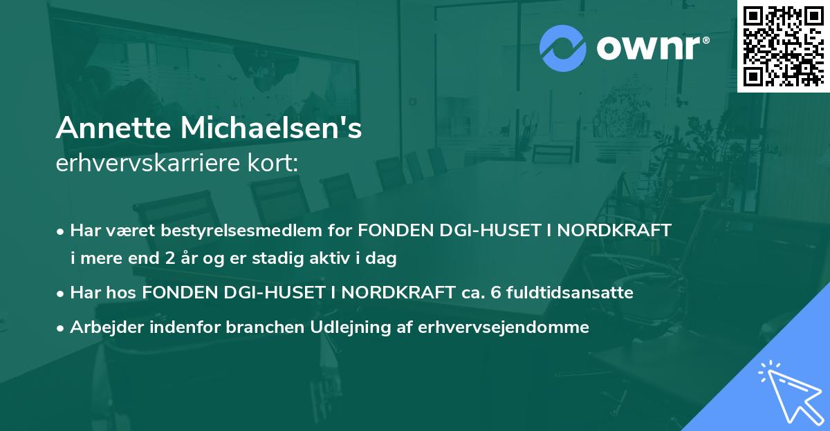 Annette Michaelsen's erhvervskarriere kort