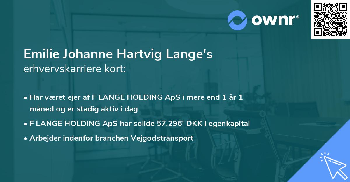 Emilie Johanne Hartvig Lange's erhvervskarriere kort