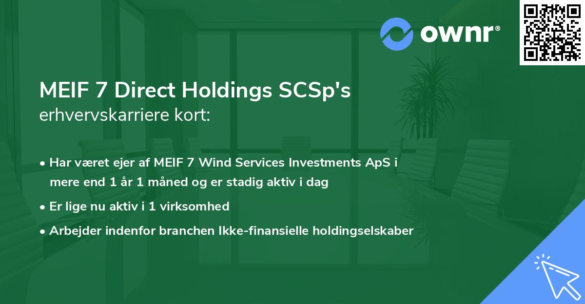 MEIF 7 Direct Holdings SCSp's erhvervskarriere kort