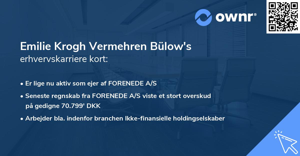 Emilie Krogh Vermehren Bülow's erhvervskarriere kort