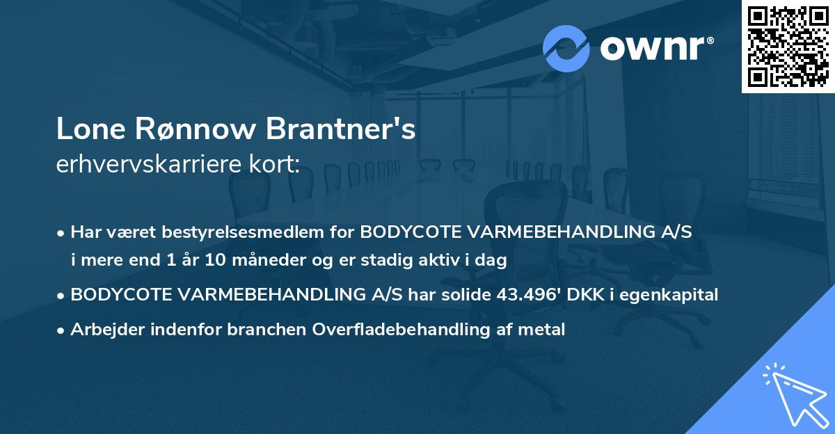 Lone Rønnow Brantner's erhvervskarriere kort