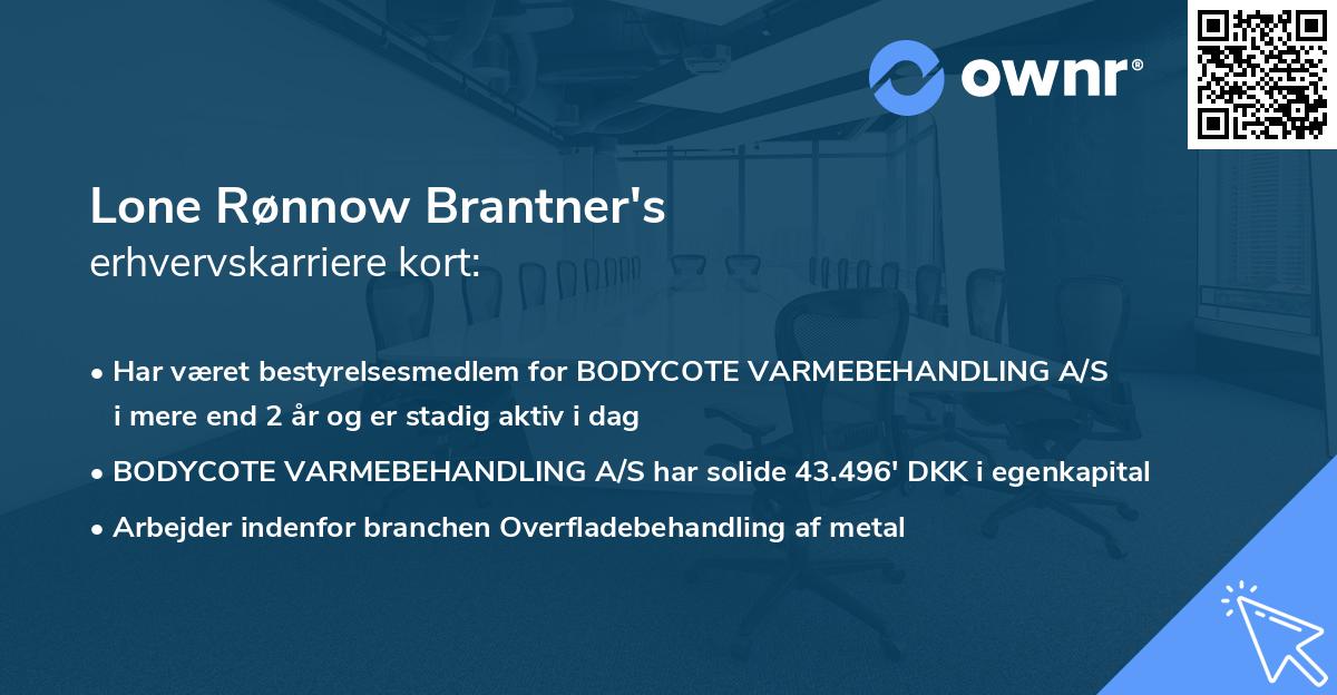 Lone Rønnow Brantner's erhvervskarriere kort