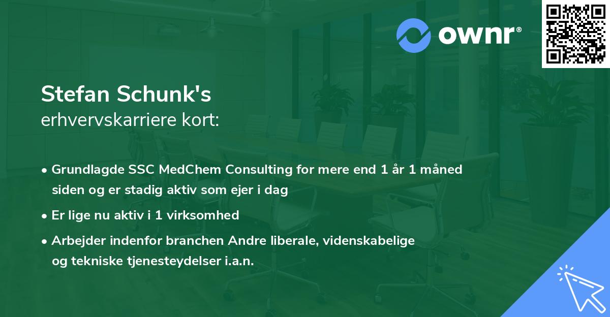 Stefan Schunk's erhvervskarriere kort