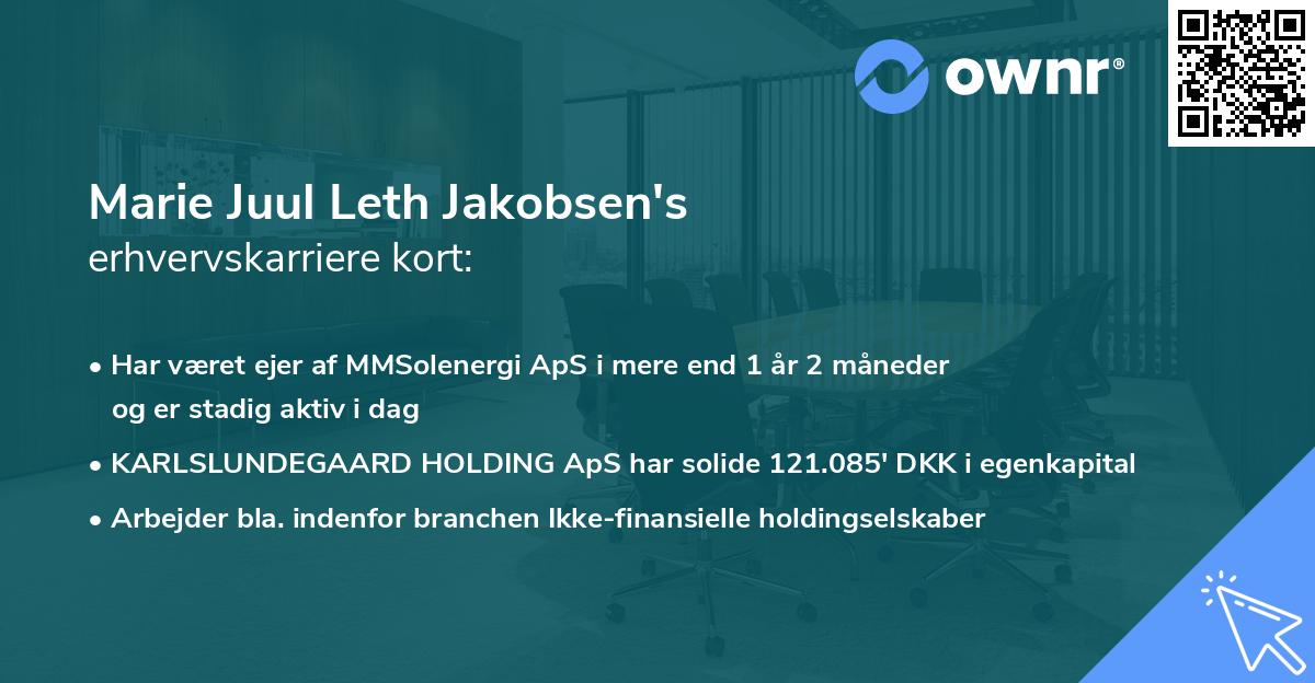 Marie Juul Leth Jakobsen's erhvervskarriere kort