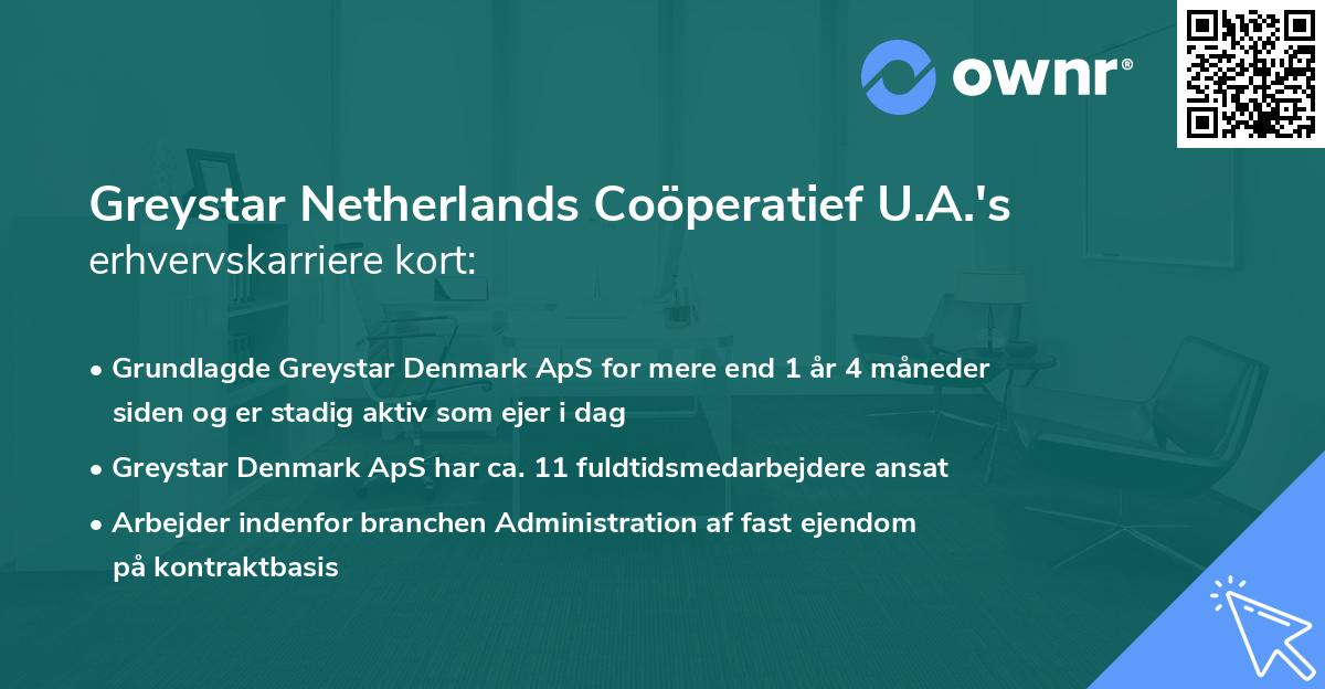 Greystar Netherlands Coöperatief U.A.'s erhvervskarriere kort