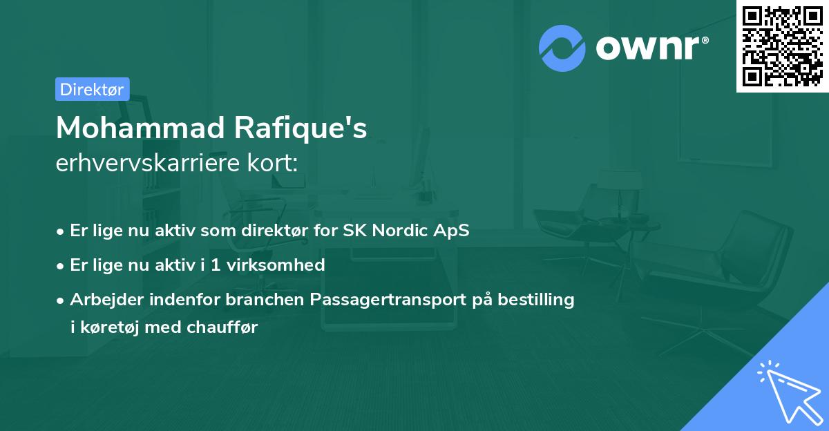 Mohammad Rafique's erhvervskarriere kort