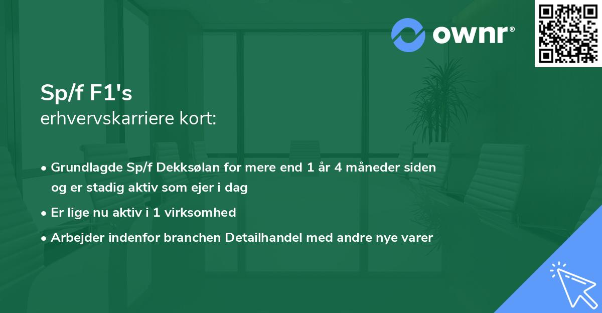 Sp/f F1's erhvervskarriere kort