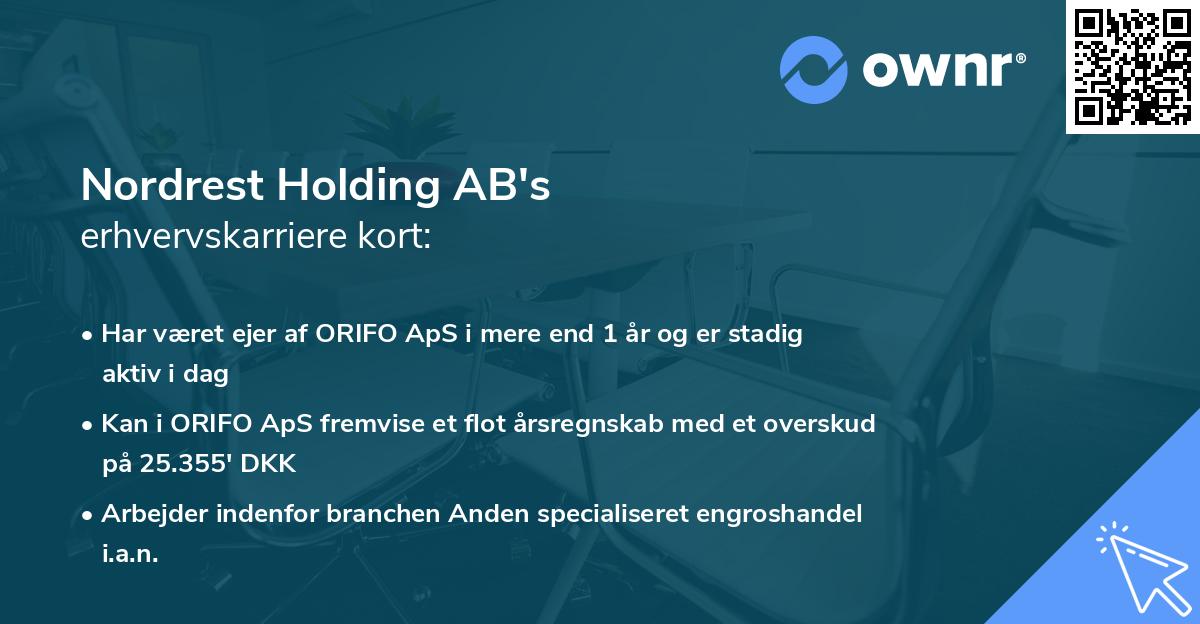 Nordrest Holding AB's erhvervskarriere kort