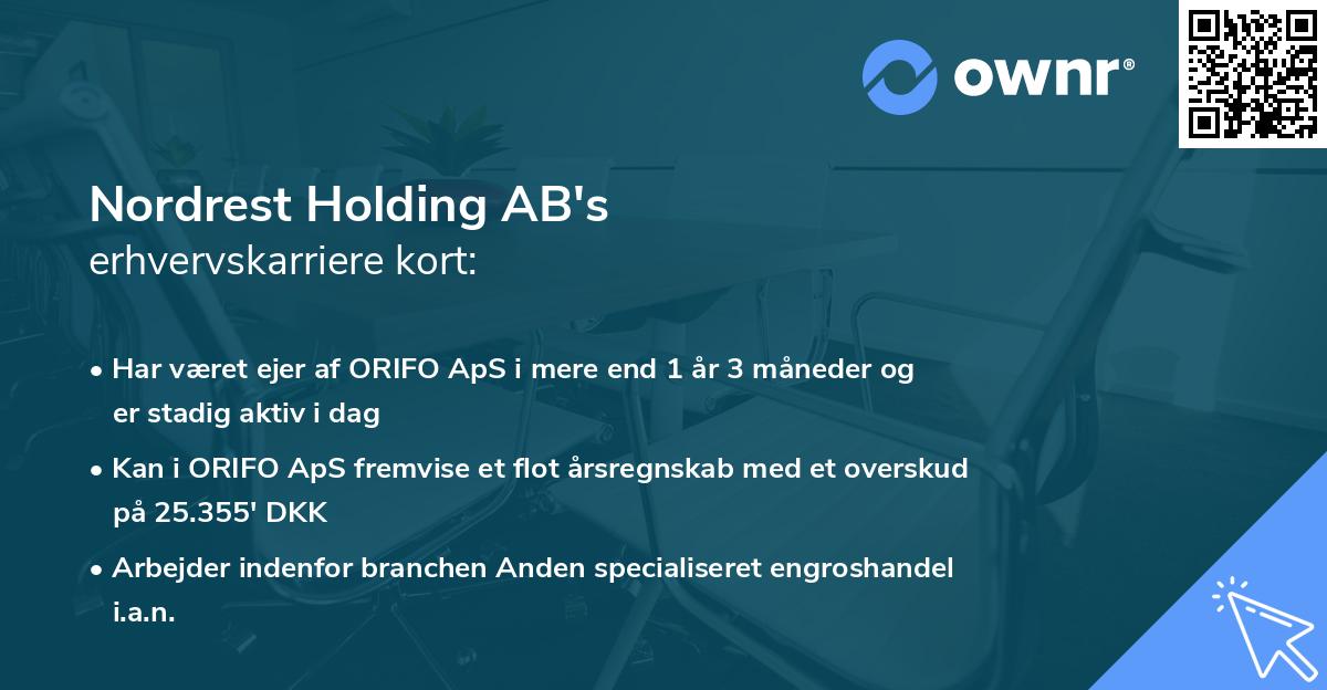 Nordrest Holding AB's erhvervskarriere kort