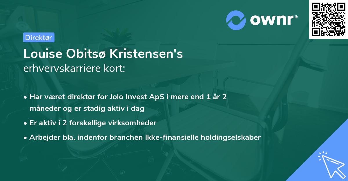 Louise Obitsø Kristensen's erhvervskarriere kort