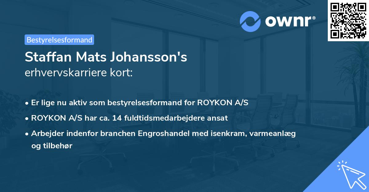 Staffan Mats Johansson's erhvervskarriere kort