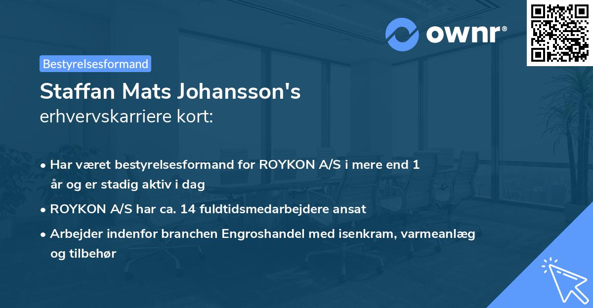 Staffan Mats Johansson's erhvervskarriere kort