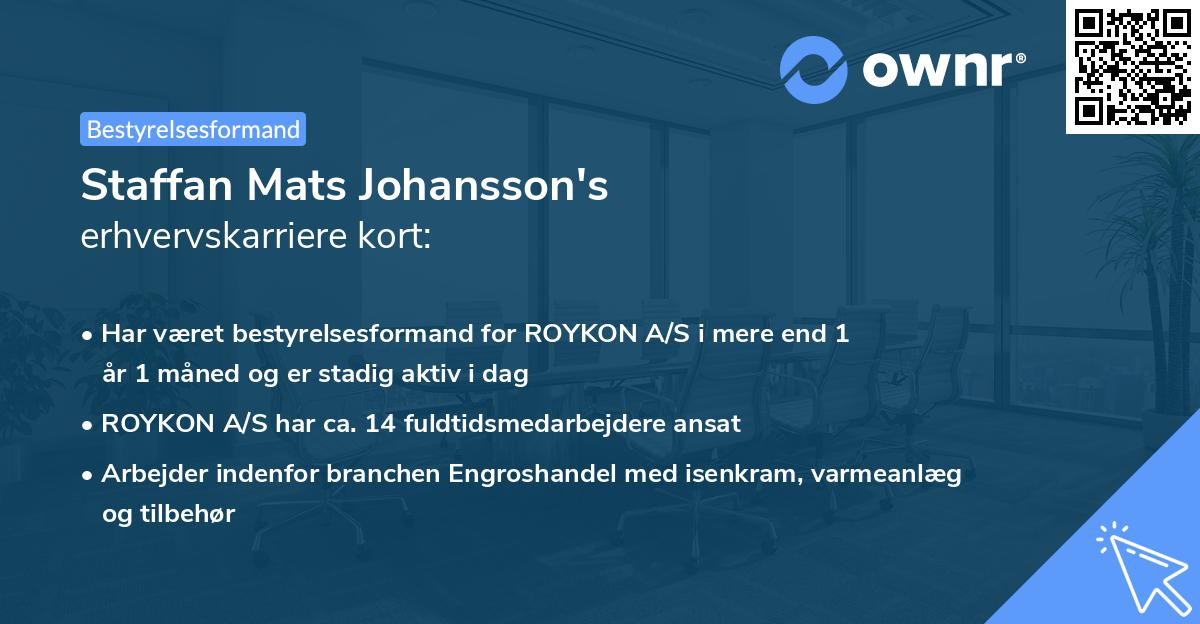 Staffan Mats Johansson's erhvervskarriere kort