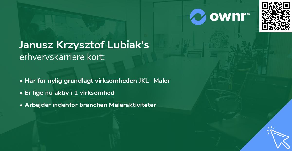 Janusz Krzysztof Lubiak's erhvervskarriere kort