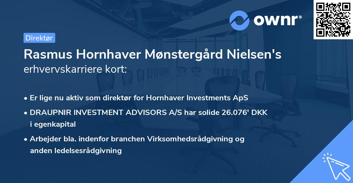 Rasmus Hornhaver Mønstergård Nielsen's erhvervskarriere kort