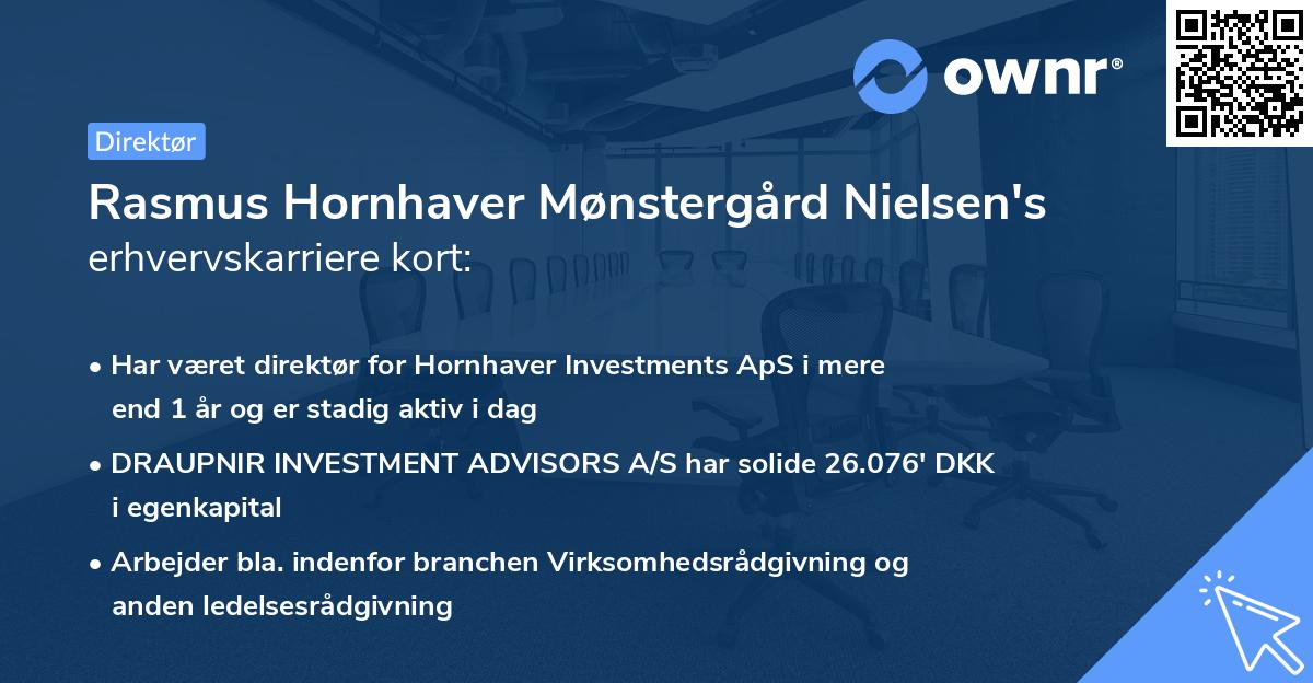 Rasmus Hornhaver Mønstergård Nielsen's erhvervskarriere kort