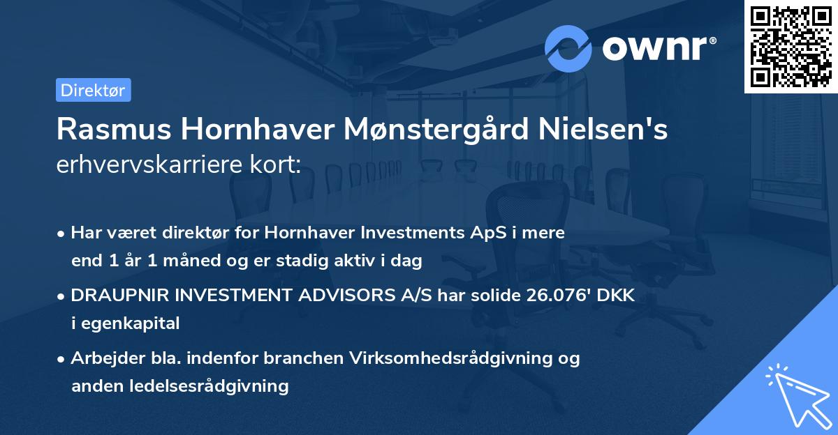Rasmus Hornhaver Mønstergård Nielsen's erhvervskarriere kort