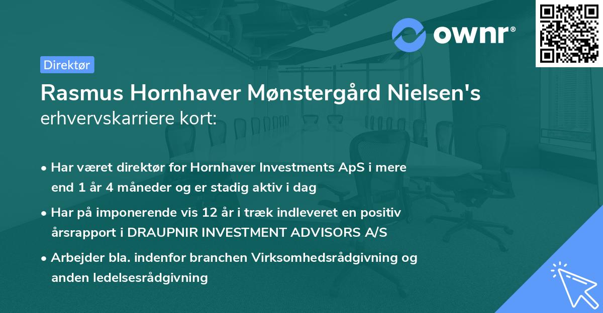Rasmus Hornhaver Mønstergård Nielsen's erhvervskarriere kort