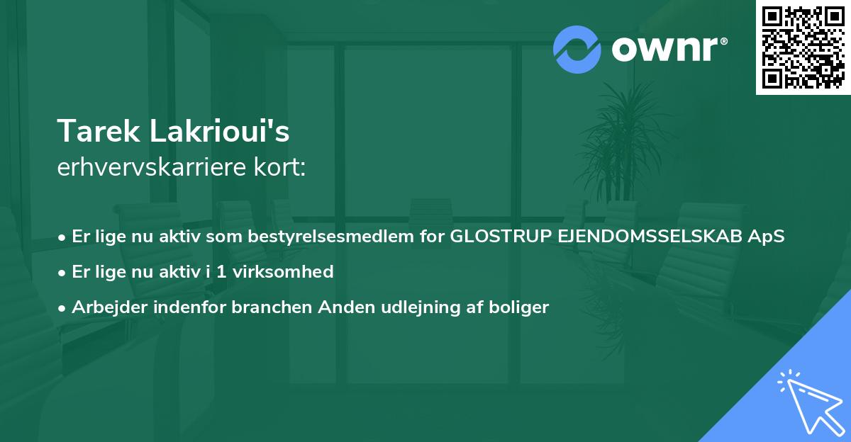 Tarek Lakrioui's erhvervskarriere kort